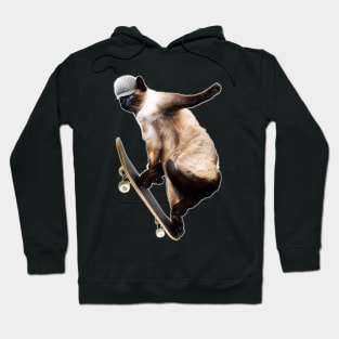 Siamese Cat Kitty Skateboard Skating Skateboarding Funny Hoodie